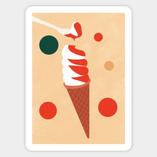 Ice Cream Cone, Modern, Retro, Vintage, Art Print Sticker